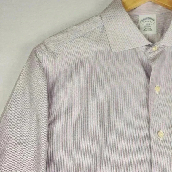 Brooks Brothers Mens Regent Dress Shirt Sz 16 4-5 Non Iron Red Blue Pinstripe - Picture 5 of 16